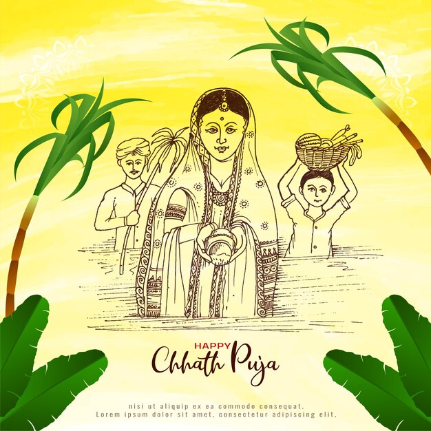 Religious Indian festival Happy Chhath Puja celebration background