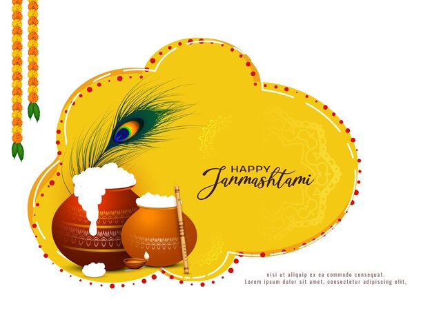 Religious Indian festival Happy janmashtami celebration background design