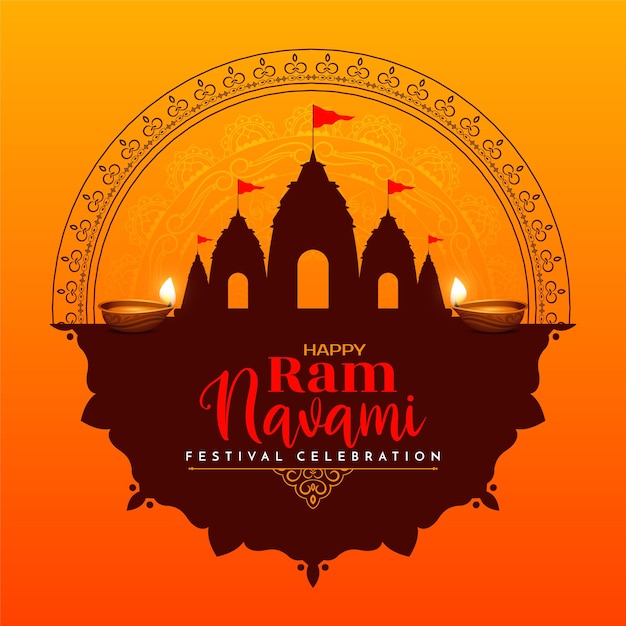 Religious Indian Happy Ram Navami festival greeting background vector