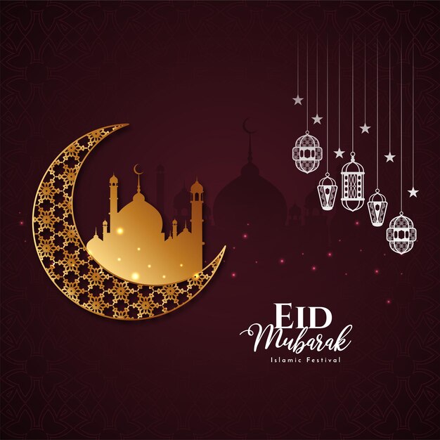 Religious Islamic Eid Mubarak festival greeting background design