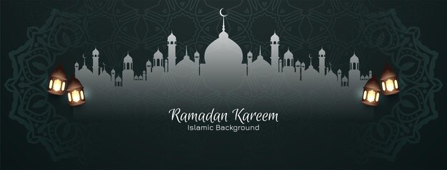 Religious Ramadan Kareem islamic festival banner design vector