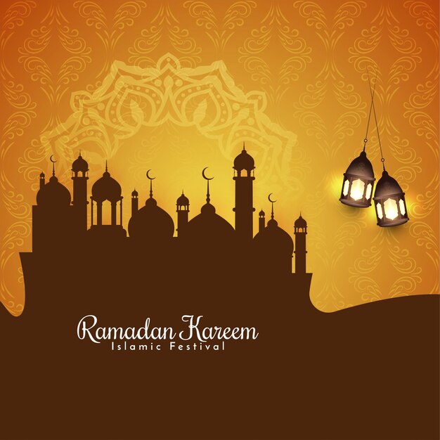 Religious Ramadan Kareem traditional Islamic festival mosque background vector