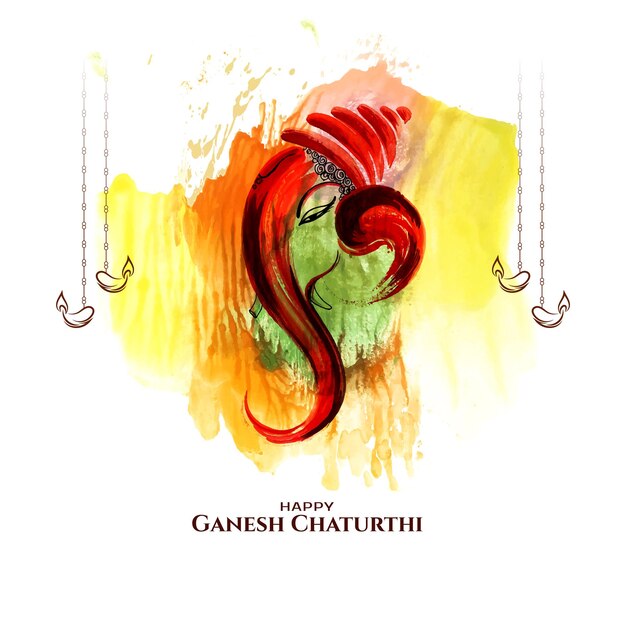 Religious traditional Happy Ganesh Chaturthi festival greeting watercolor background