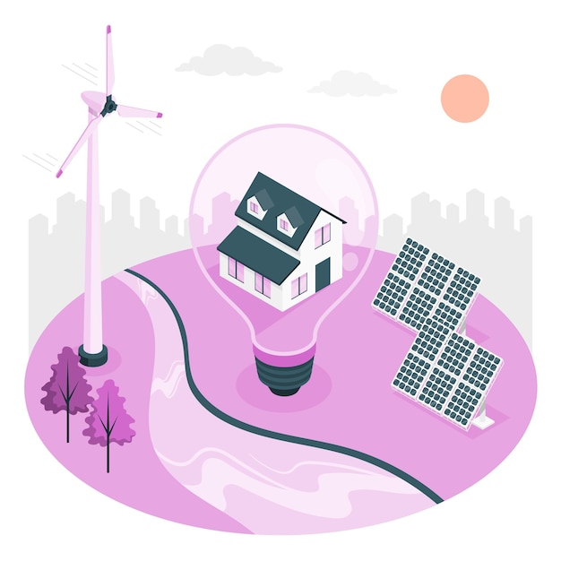 Free vector renewable energy concept illustration