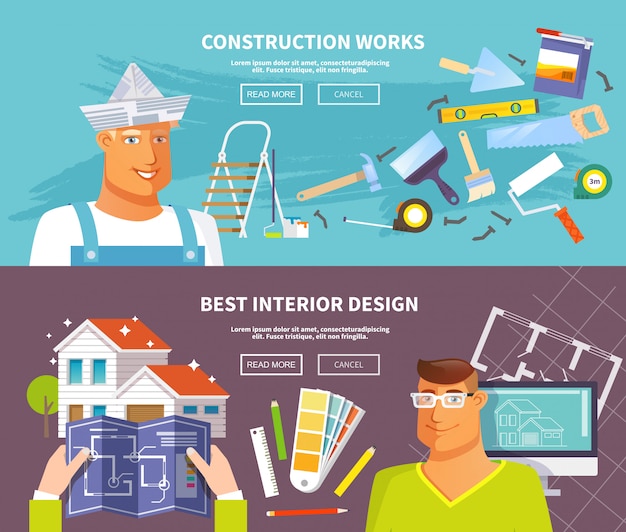 Free Vector renovation banner set