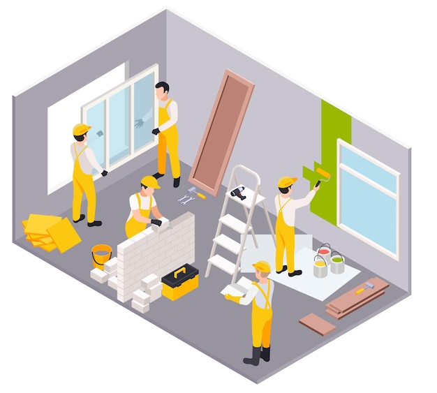 Free Vector renovation repair works isometric illustration