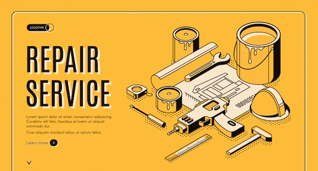 Repair service isometric banner