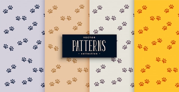 Repeated dog or cat paw print pattern set