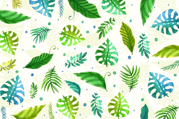 Repeated tropical leaves wallpaper