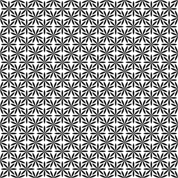 Repeating abstract monochrome stylized flower pattern - geometric floral vector background from curved shapes