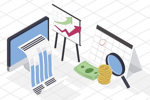 Free Vector reports and budget management icons