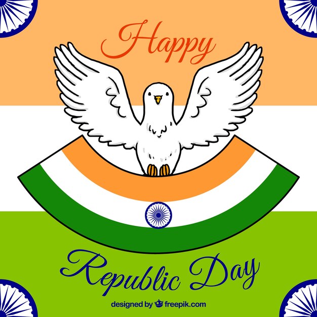 Republic day background with pigeon