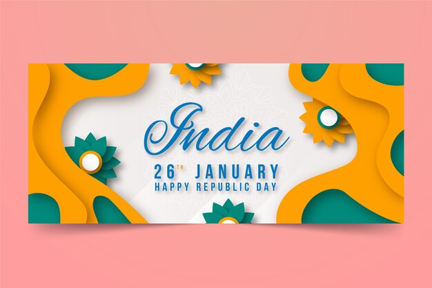 Republic day banner in paper style