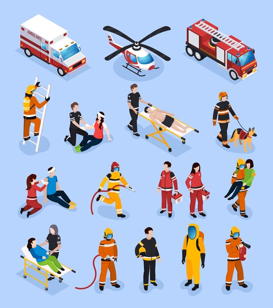 Rescue Teams Isometric Set