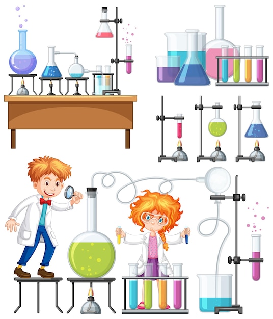 Free vector researcher experiment in the laboratory