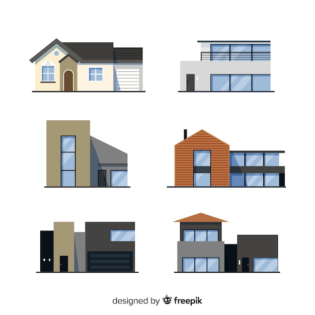 Free Vector residential housing collection in flat style