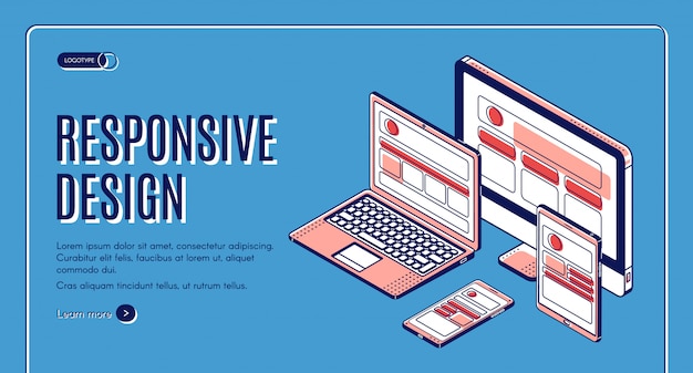 Free Vector responsive design landing page construction banner