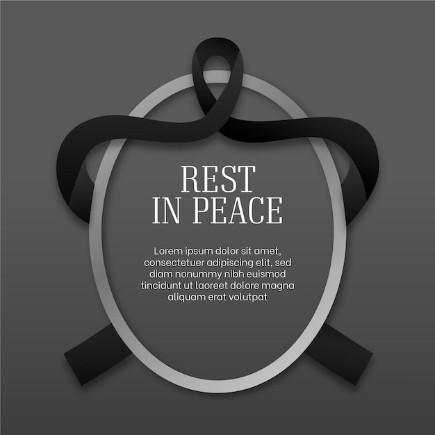 Free Vector rest in peace oval frame with ribbon