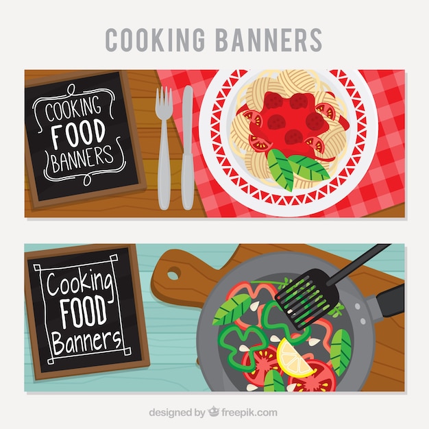 Restaurant banners with delicious dishes