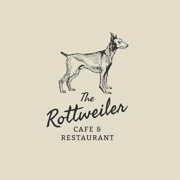 Free Vector restaurant business logo template  in vintage rottweiler theme