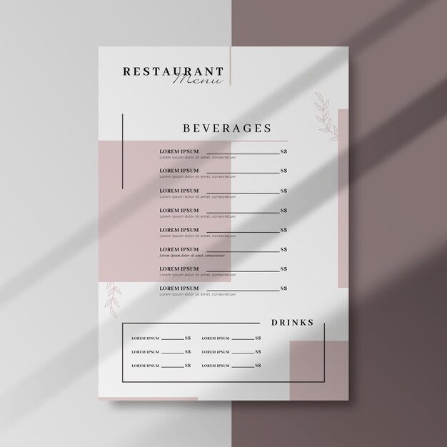 Restaurant business menu template