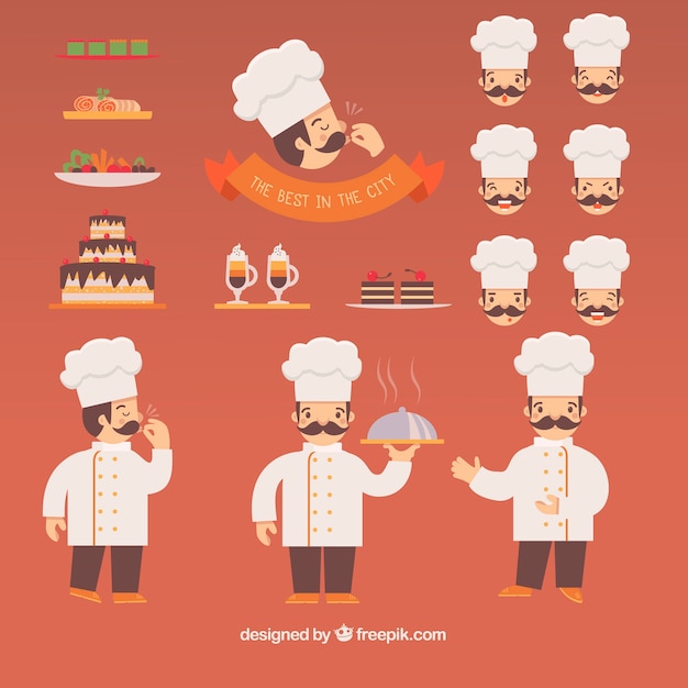 Free Vector restaurant chef collection