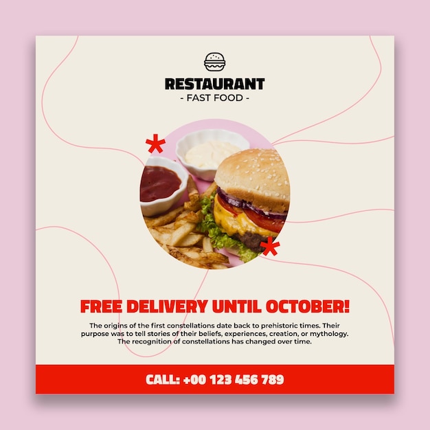 Restaurant facebook post template design