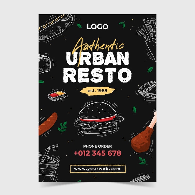 Restaurant flyer template illustrated