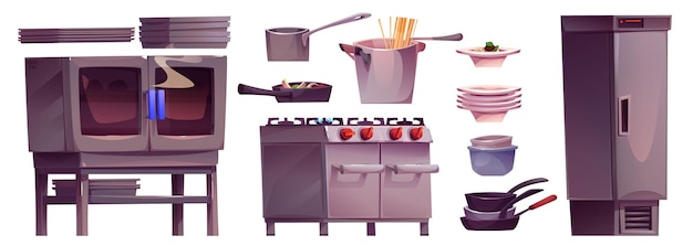 Free vector restaurant kitchen furniture set