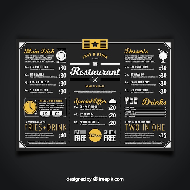 Free Vector restaurant menu, black color