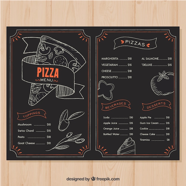 Free vector restaurant menu in blackboard style