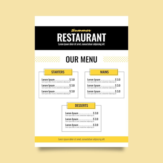 Free Vector restaurant menu colorful template