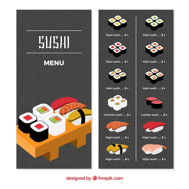 Free Vector restaurant menu, sushi