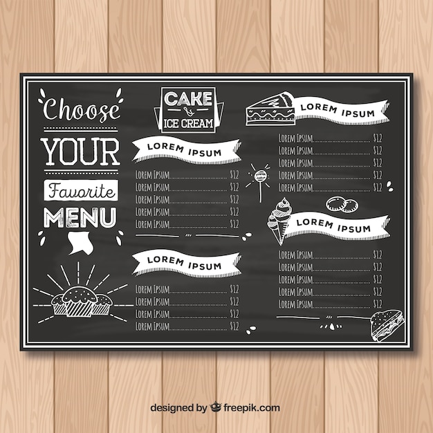 Restaurant menu template in blackboard style