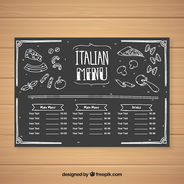 Restaurant menu template in blackboard style