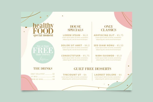 Restaurant menu template concept