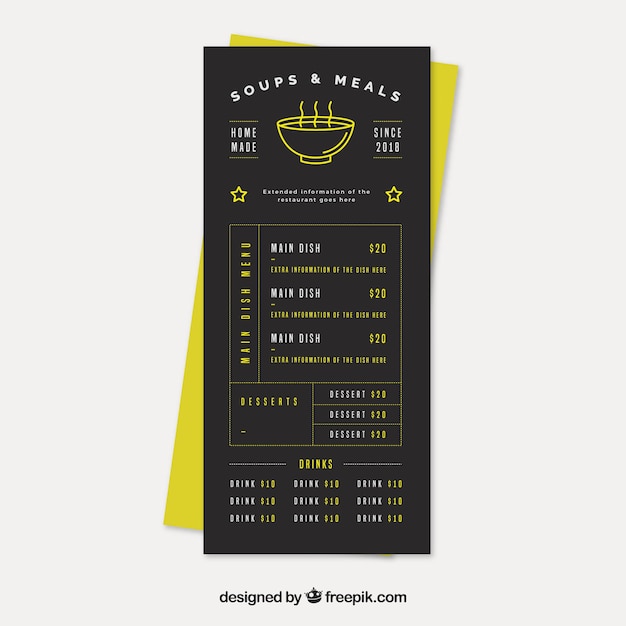 Restaurant menu template in flat design