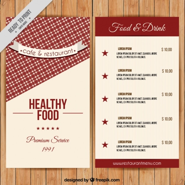 Free Vector restaurant menu template in retro style