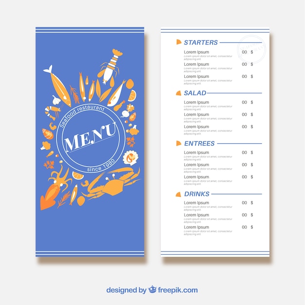 Free Vector restaurant menu template with flat design