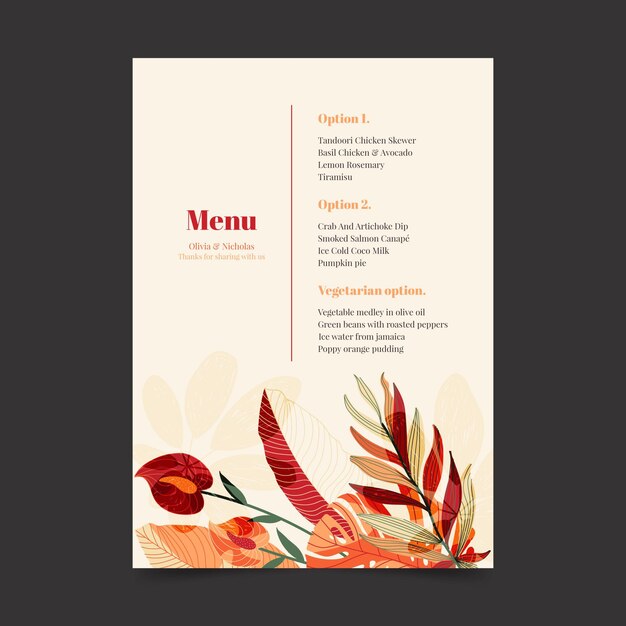 Restaurant menu template with floral ornaments