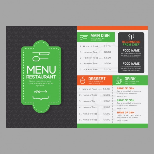 Free Vector restaurant menu template