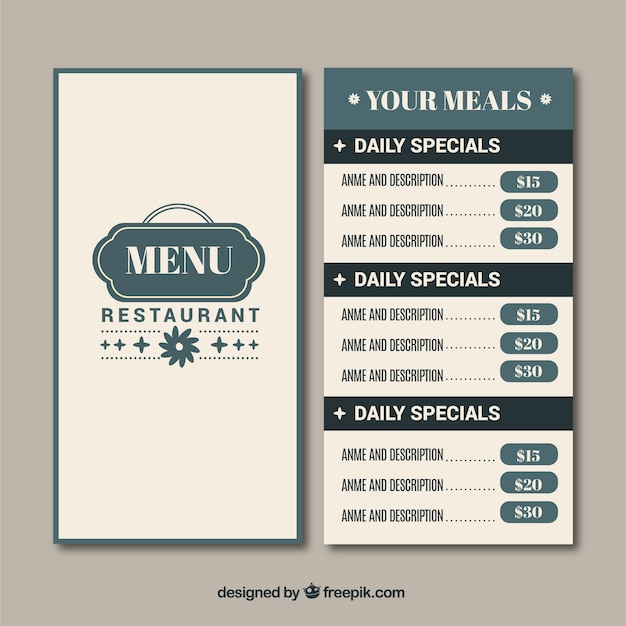 Free Vector restaurant menu, vintage