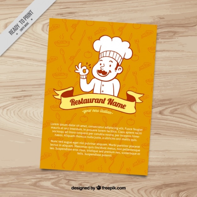 Free vector restaurant menu with friendly chef