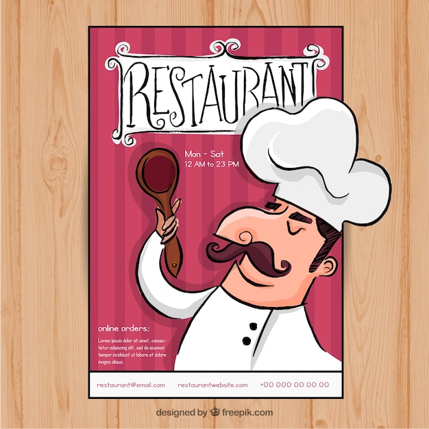 Free Vector restaurant menu with hand drawn chef