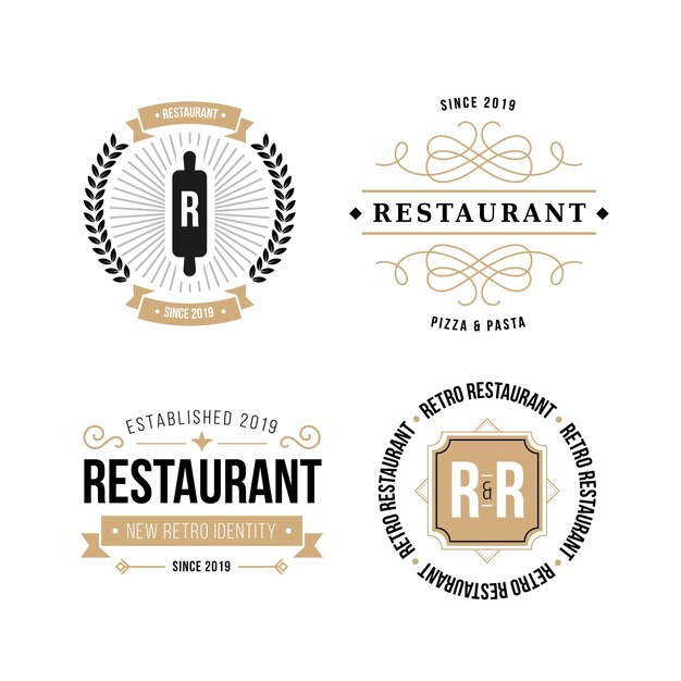 Restaurant retro brand logo pack