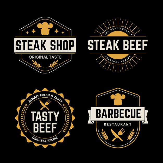 Restaurant retro logo collection template