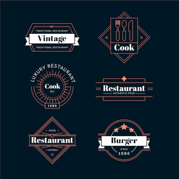 Restaurant retro logo collection