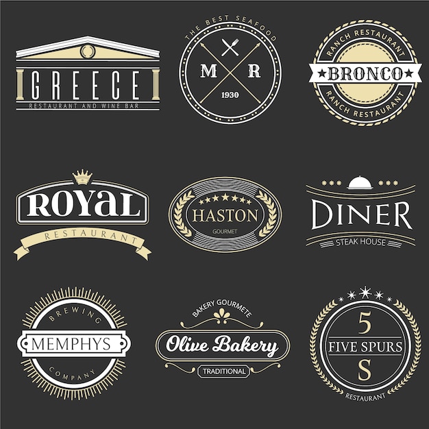 Restaurant retro logo collection