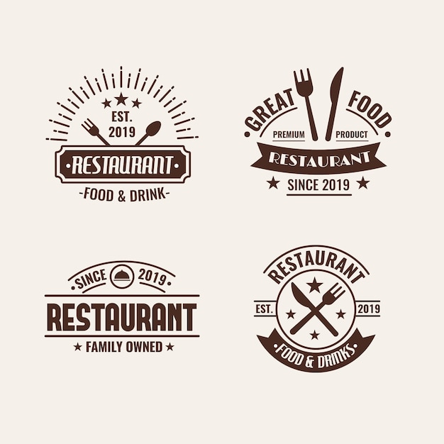 Restaurant retro logo pack