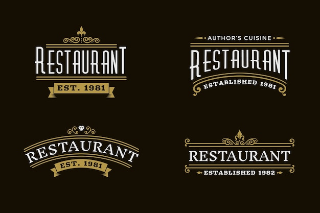 Restaurant retro logo set